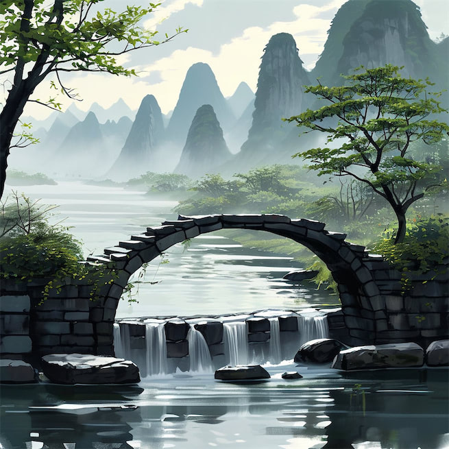 试浇桥下水，今夕到湘中。 Poster